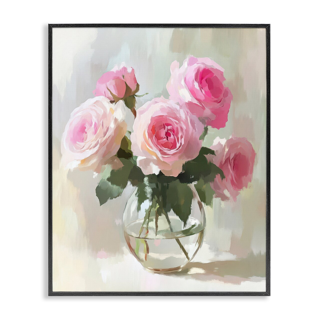 Stupell Industries Glass Vase Pink Roses Framed Giclee, design by Petal Prints Design